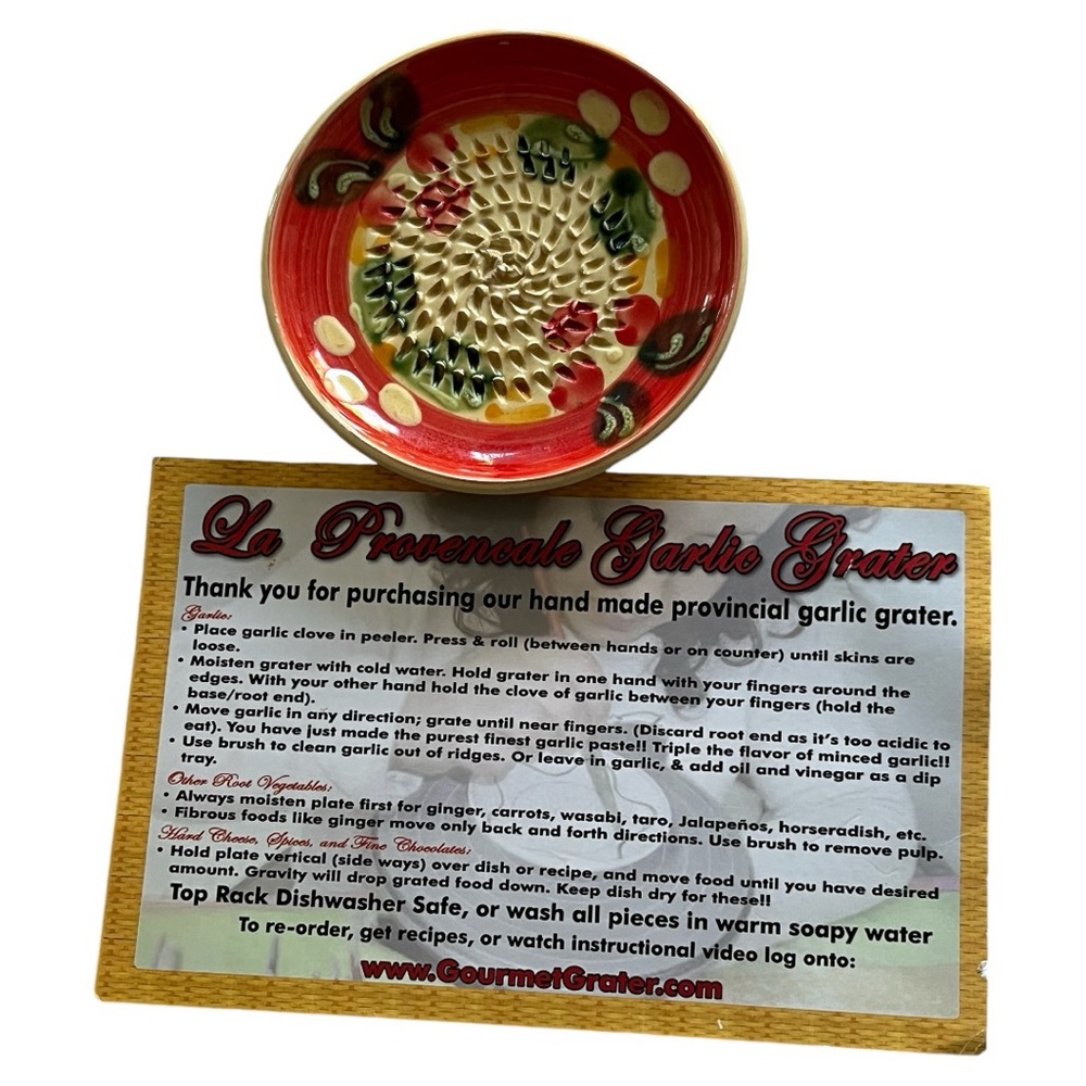 Vtg Garlic Grater Hand-Made, Hand-Painted Made in Spain Cones With Instructions